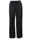 Black chef's pants featuring a relaxed fit and elastic waistband. Includes a logo.