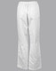 White chef's pants with an elastic waistband and a back pocket. The trousers feature a straight-leg design.