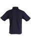 A children's traditional polo shirt in navy, featuring short sleeves and a collar, with a logo on the back.