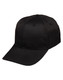 A black polycotton twill cap featuring a curved brim and an adjustable strap at the back.