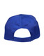 A blue polycotton twill cap featuring an adjustable back and a logo.