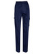 Navy blue long work pants featuring a drill pant pocket on the leg. The design includes multiple pockets for utility.
