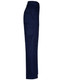 Navy work pants featuring multiple side pockets and a long fit design. Includes a branding logo.