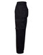 A pair of black regular fit cargo pants featuring a side drill pant pocket. The pants have a sleek profile and a logo.