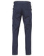 Navy cargo pants featuring side pockets and a regular fit, with a logo on the back.