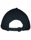 A black Sandwich Peak Cap featuring a curved peak and an adjustable strap at the back with a logo.