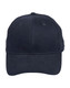 A heavy brushed cotton cap in navy blue with a logo on the front and ventilation holes on the crown.