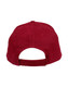 A red heavy brushed cotton cap featuring an adjustable back strap and a logo on the side.