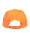 A bright orange heavy brushed cotton cap with a back adjustable strap and ventilation holes. It features a logo.