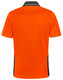 An orange short-sleeved polo shirt with black accents and a logo. It's made from bamboo charcoal fabric.