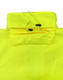A bright yellow Hi-Vis long line safety jacket featuring a collar and adjustable drawstring, with a pocket detail.