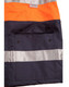 A hi-vis long line safety jacket in orange and navy, featuring reflective 3M tapes and a front pocket with buttons.