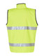 A Hi-Vis yellow reversible safety vest featuring 3M reflective tape, designed for safety wear.
