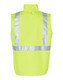 A bright yellow reversible safety vest featuring reflective hoop pattern 3M tapes on the back. It has a logo.