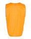 An orange safety vest with a sleeveless design, featuring an ID pocket and a logo.