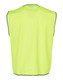 A high-visibility safety vest in bright lime green, featuring a simple design and reflective trim.