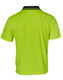 A Hi-Vis short-sleeve polo shirt in bright yellow with a contrasting collar and short sleeves. It features a logo.