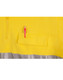 A bright yellow fleece jumper featuring silver accents and a pen pocket. Includes a logo on the fabric.
