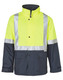Hi-Vis two-tone rainproof quilted safety jacket featuring silver reflective tapes, with a bright yellow upper and navy lower.