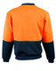 A hi-vis two-tone safety windcheater in orange and navy, featuring a logo on the back.