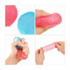 A collection of squishy stress relief mini balls in blue and pink, featuring a textured surface and flexible design.