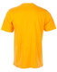 A bright orange kid's cotton semi-fitted tee with short sleeves and a plain back. It features a logo.