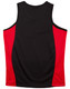 A black and red kids' singlet featuring contrast mesh panels and a simple design. It has a logo on the side.