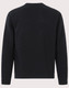 A black kids' crew neck fleecy sweater with long sleeves and a simple design. It features a logo on the garment.