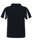 A navy polo shirt with white detailing, featuring a collar and short sleeves, and a logo on the back.