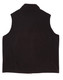 A black fleece vest for kids featuring a collar and no sleeves, with a smooth back design.