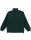 A dark green polar fleece jumper for kids with a high collar and elasticated cuffs. It features a logo.