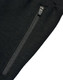 A close-up of black kids' poly/cotton terry sweat pants featuring a zippered pocket.