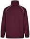 A maroon kids' track top jacket with white piping, featuring a high collar and elasticated cuffs.
