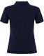 A navy ladies cotton stretch polo shirt featuring a classic polo collar and short sleeves. It has a logo on the front.