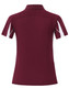 A maroon short sleeve polo shirt with white accents and a logo on the chest.