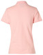A pink ladies' polo shirt featuring a classic design with a collar and short sleeves, and includes a logo.