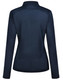 A navy blue ladies' long-sleeve polo shirt with a fitted design and collar, featuring a logo.