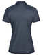 A grey ladies' polo shirt featuring a collar and a logo on the back. Made from bamboo charcoal fabric.