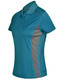 Ladies' Cooldry S/S Contrast Interlock Polo in teal and grey, featuring a branded logo on the chest.
