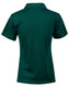 A short-sleeve polo shirt in green, featuring a classic collar and smooth texture, with a logo on the back.