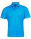 A blue short-sleeved polo shirt featuring a classic collar and a logo. Suitable for casual wear.