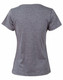 A heather grey short-sleeve women’s tee featuring a rounded neckline and a small logo.