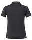 A grey women's polo shirt with a classic short sleeve design, featuring a back view and a logo.