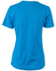 A bright blue ladies' cotton semi-fitted tee featuring short sleeves and a simple design. It has a logo on the back.