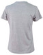 A grey ladies' cotton semi-fitted tee with short sleeves and a round neckline, featuring a logo on the back.