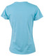 A blue semi-fitted cotton t-shirt for women, featuring short sleeves and a simple design.