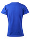 A blue semi-fitted cotton T-shirt for ladies, featuring a simple design and short sleeves.