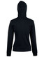 A black ladies' full zip contrast fleece hoodie with a hood and long sleeves, featuring a logo.