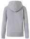 A grey ladies' full-zip fleecy hoodie with a hood and long sleeves, featuring a simple design and branding.