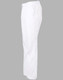 White chef pants with a relaxed fit, featuring an elastic waistband and side pockets.